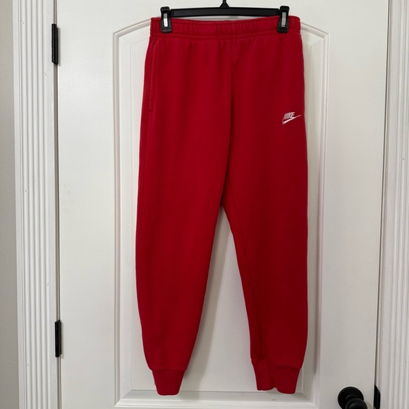 Nike Joggers Men’s Size Small Red Sweat Pants Embroidered Logo - Picture 1 of 6
